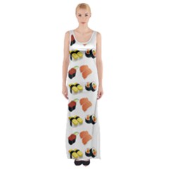 Sushi Pattern Maxi Thigh Split Dress by Valentinaart