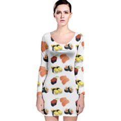 Sushi Pattern Long Sleeve Velvet Bodycon Dress by Valentinaart