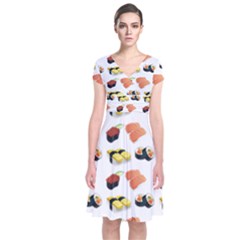 Sushi Pattern Short Sleeve Front Wrap Dress by Valentinaart