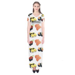 Sushi Pattern Short Sleeve Maxi Dress by Valentinaart