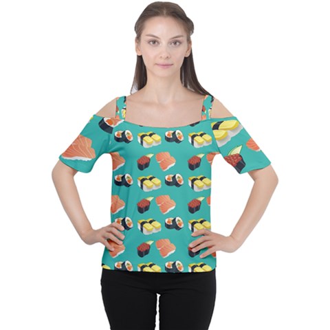 Sushi Pattern Cutout Shoulder Tee by Valentinaart