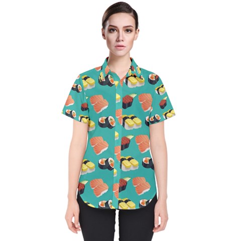 Sushi Pattern Women s Short Sleeve Shirt by Valentinaart