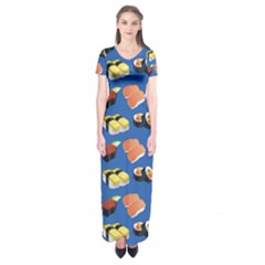 Sushi Pattern Short Sleeve Maxi Dress by Valentinaart