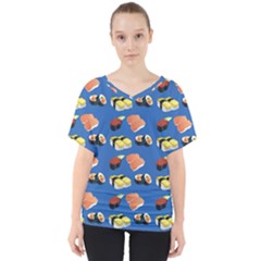 Sushi Pattern V-neck Dolman Drape Top