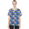 Sushi pattern V-Neck Dolman Drape Top View1