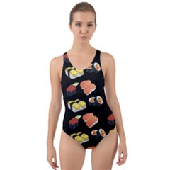 Sushi Pattern Cut-out Back One Piece Swimsuit