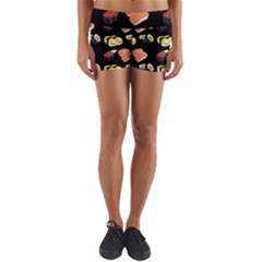 Sushi Pattern Yoga Shorts by Valentinaart