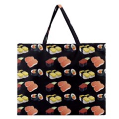 Sushi Pattern Zipper Large Tote Bag by Valentinaart