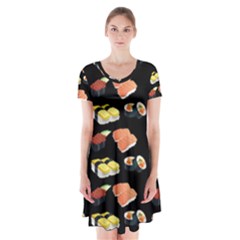 Sushi Pattern Short Sleeve V-neck Flare Dress by Valentinaart