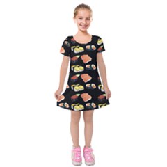 Sushi Pattern Kids  Short Sleeve Velvet Dress by Valentinaart