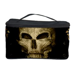 Golden Skull With Crow And Floral Elements Cosmetic Storage Case by FantasyWorld7