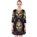 Golden Skull With Crow And Floral Elements Smock Dress View1