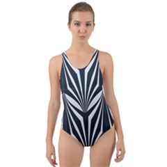 Art Deco, Black,white,graphic Design,vintage,elegant,chic Cut-out Back One Piece Swimsuit