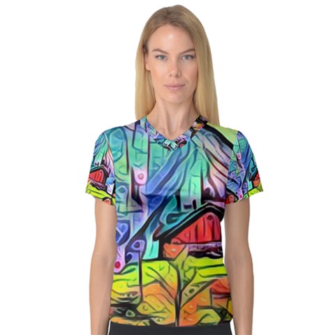 Magic Cube Abstract Art V-neck Sport Mesh Tee by NouveauDesign