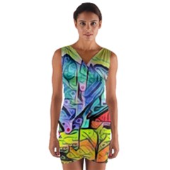 Magic Cube Abstract Art Wrap Front Bodycon Dress by NouveauDesign