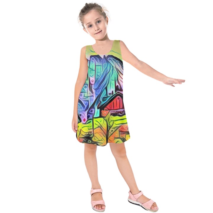 Magic cube abstract art Kids  Sleeveless Dress