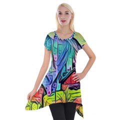 Magic cube abstract art Short Sleeve Side Drop Tunic