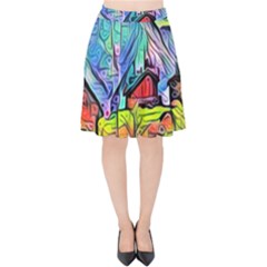 Magic cube abstract art Velvet High Waist Skirt