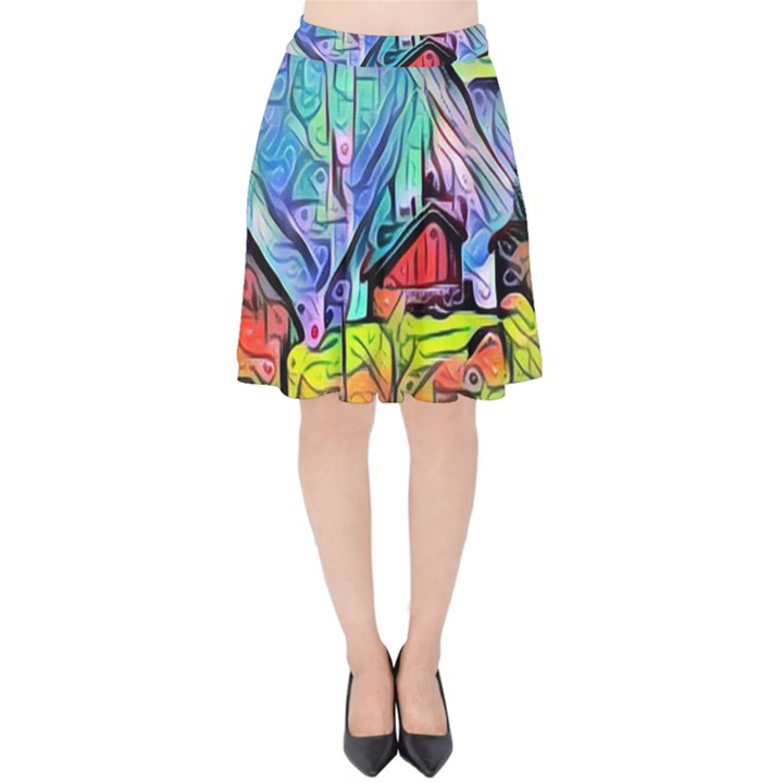 Magic cube abstract art Velvet High Waist Skirt