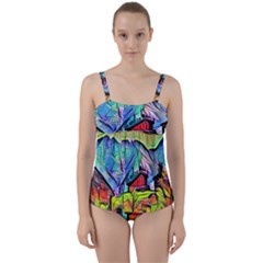 Magic Cube Abstract Art Twist Front Tankini Set by NouveauDesign