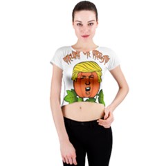 Trump Or Treat  Crew Neck Crop Top by Valentinaart