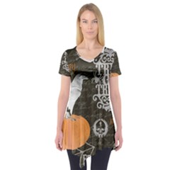 Vintage Halloween Short Sleeve Tunic  by Valentinaart