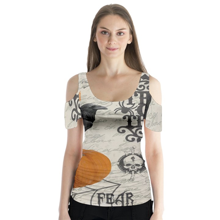 Vintage Halloween Butterfly Sleeve Cutout Tee 