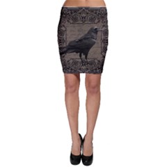 Vintage Halloween Raven Bodycon Skirt by Valentinaart