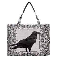 Vintage Halloween Raven Zipper Medium Tote Bag by Valentinaart