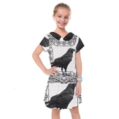 Vintage Halloween Raven Kids  Drop Waist Dress by Valentinaart