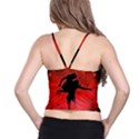 Dancing Couple On Red Background With Flowers And Hearts Spaghetti Strap Bra Top View2