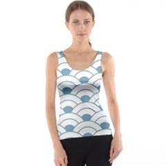 Art Deco,shell Pattern,teal,white Tank Top by NouveauDesign