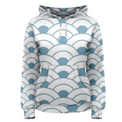 Art Deco,shell Pattern,teal,white Women s Pullover Hoodie by NouveauDesign