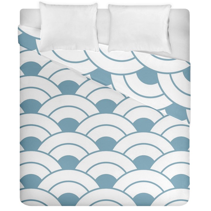 Art deco,shell pattern,teal,white Duvet Cover Double Side (California King Size)