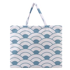 Art Deco,shell Pattern,teal,white Zipper Large Tote Bag by NouveauDesign