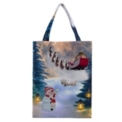 Christmas, Snowman With Santa Claus And Reindeer Classic Tote Bag by FantasyWorld7