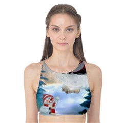 Christmas, Snowman With Santa Claus And Reindeer Tank Bikini Top by FantasyWorld7