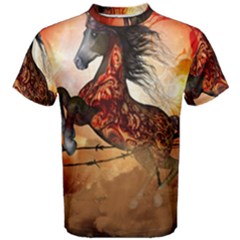 Awesome Creepy Running Horse With Skulls Men s Cotton Tee by FantasyWorld7