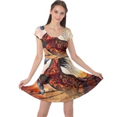 Awesome Creepy Running Horse With Skulls Cap Sleeve Dress by FantasyWorld7