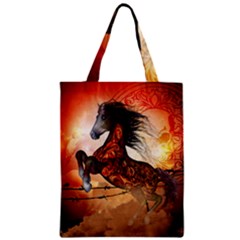 Awesome Creepy Running Horse With Skulls Zipper Classic Tote Bag by FantasyWorld7