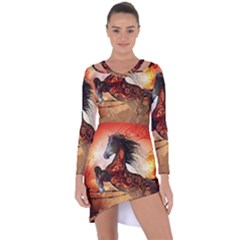 Awesome Creepy Running Horse With Skulls Asymmetric Cut-out Shift Dress by FantasyWorld7