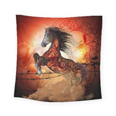 Awesome Creepy Running Horse With Skulls Square Tapestry (small) by FantasyWorld7