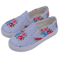 Cute Shabby Chic Floral Pattern Kids  Canvas Slip Ons by NouveauDesign