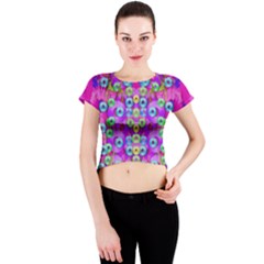 Festive Metal And Gold In Pop Art Crew Neck Crop Top by pepitasart