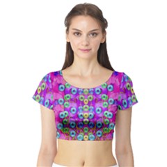 Festive Metal And Gold In Pop Art Short Sleeve Crop Top by pepitasart