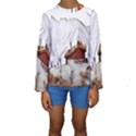 french coffee style abstract art Kids  Long Sleeve Swimwear View1