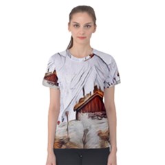 french coffee style abstract art Women s Cotton Tee