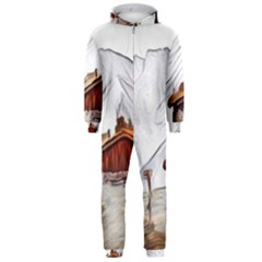 french coffee style abstract art Hooded Jumpsuit (Men) 