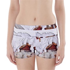 french coffee style abstract art Boyleg Bikini Wrap Bottoms