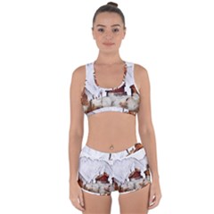 french coffee style abstract art Racerback Boyleg Bikini Set